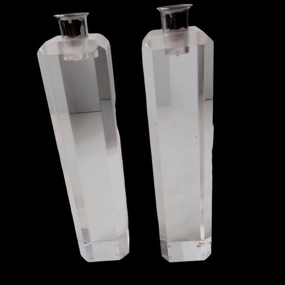 Vintage Ritts Astrolite Lucite Candle Holders MCM Set of 2 - Picture 7 of 8